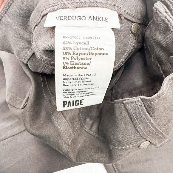 Paige Verdugo Ankle City Fog Silk Coating Denim Jean Gray Size 26 - Picture 5 of 8
